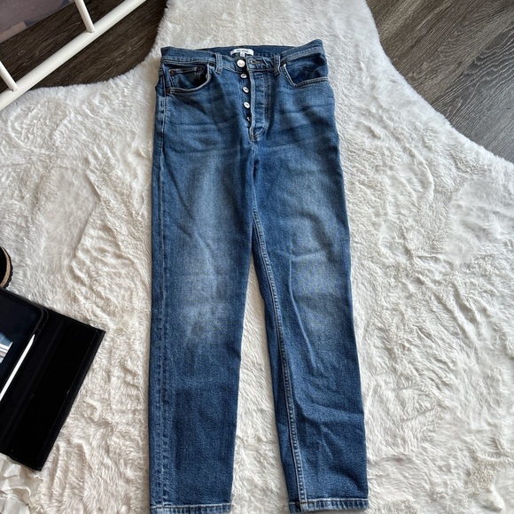 Re/Done Women's Straight Leg Jeans - Blue - Picture 3 of 4